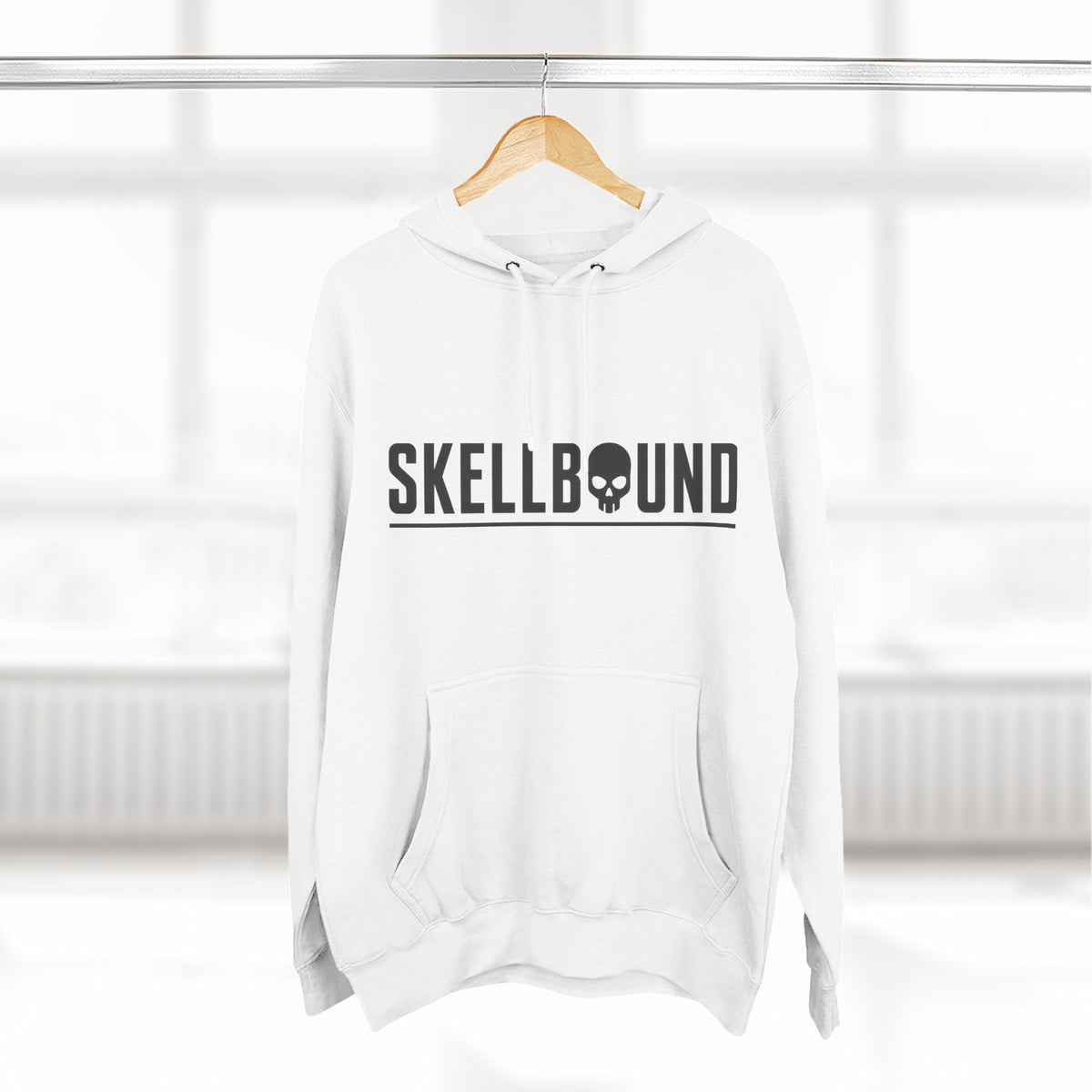 Skellbound Blackout Crowned Skull Hoodie – Black Skull King with Red Eyes, Minimalist Dark Streetwear Hoodie