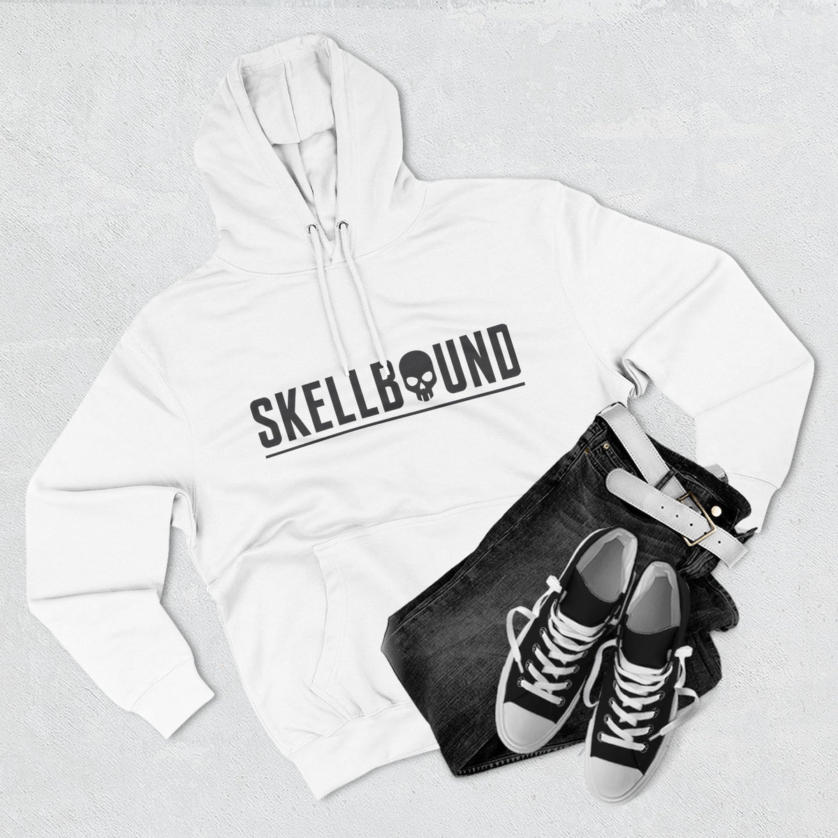 Skellbound Blackout Crowned Skull Hoodie – Black Skull King with Red Eyes, Minimalist Dark Streetwear Hoodie