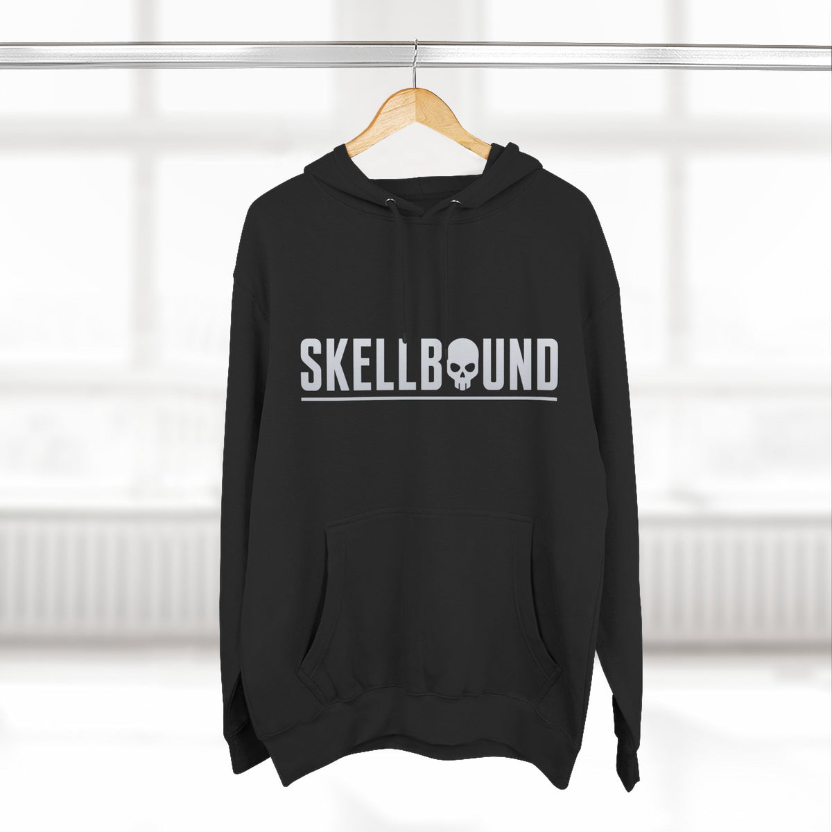 Skellbound Chrome Crowned Skull Hoodie – Red-Eyed Skull King Back Print, Dark Luxury Streetwear Hoodie