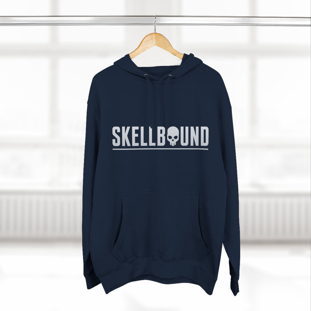 Skellbound Chrome Crowned Skull Hoodie – Red-Eyed Skull King Back Print, Dark Luxury Streetwear Hoodie