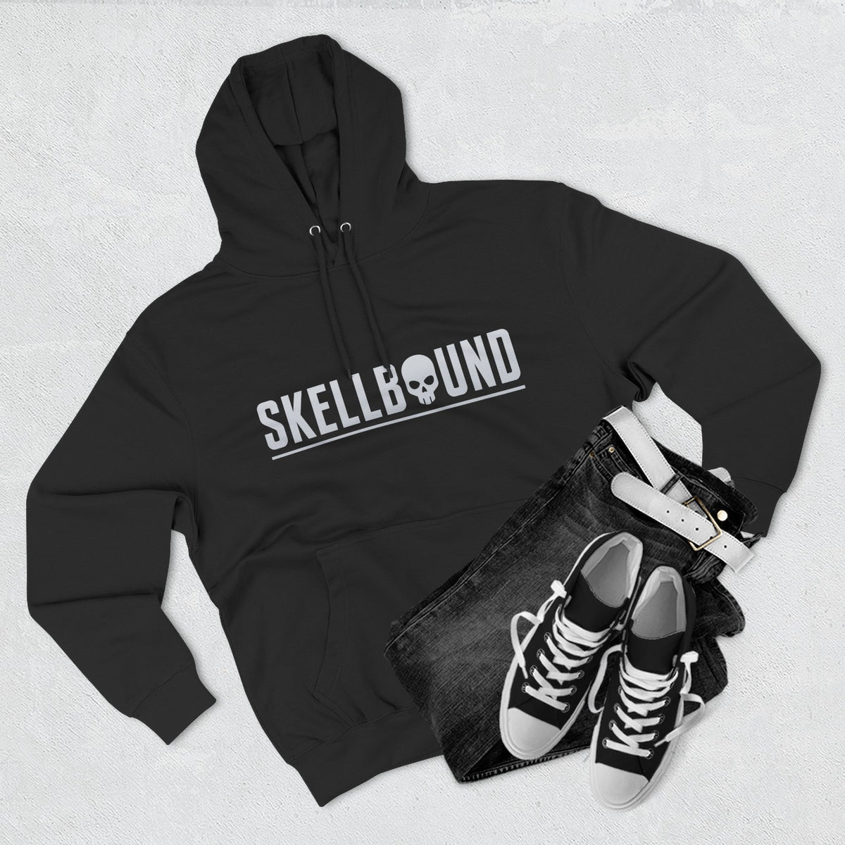 Skellbound Chrome Crowned Skull Hoodie – Red-Eyed Skull King Back Print, Dark Luxury Streetwear Hoodie