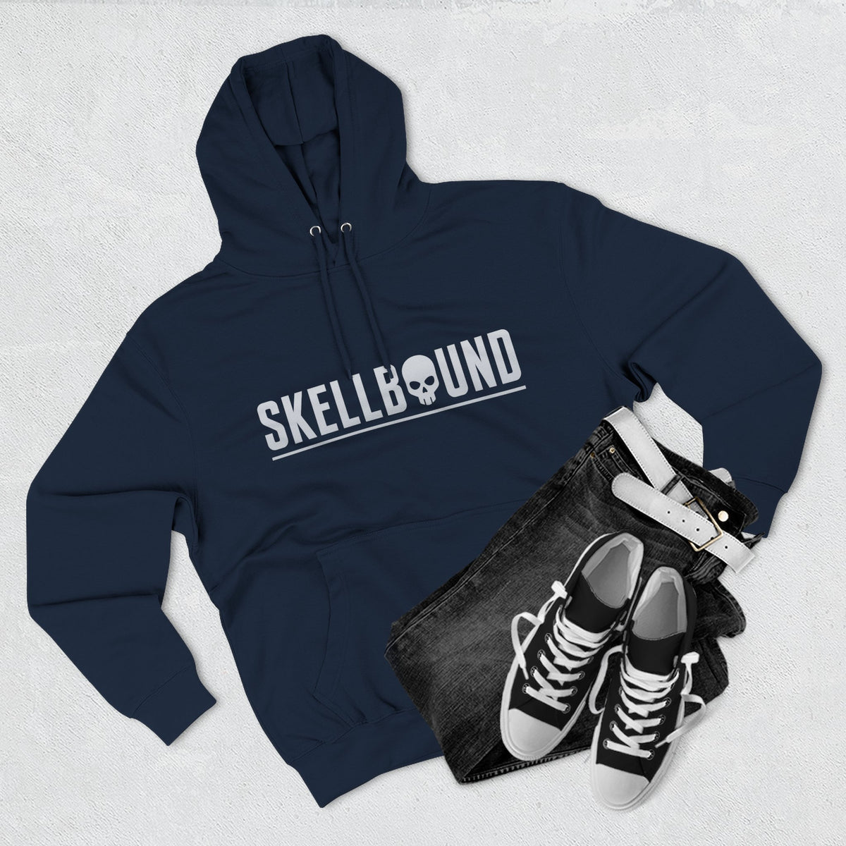 Skellbound Chrome Crowned Skull Hoodie – Red-Eyed Skull King Back Print, Dark Luxury Streetwear Hoodie