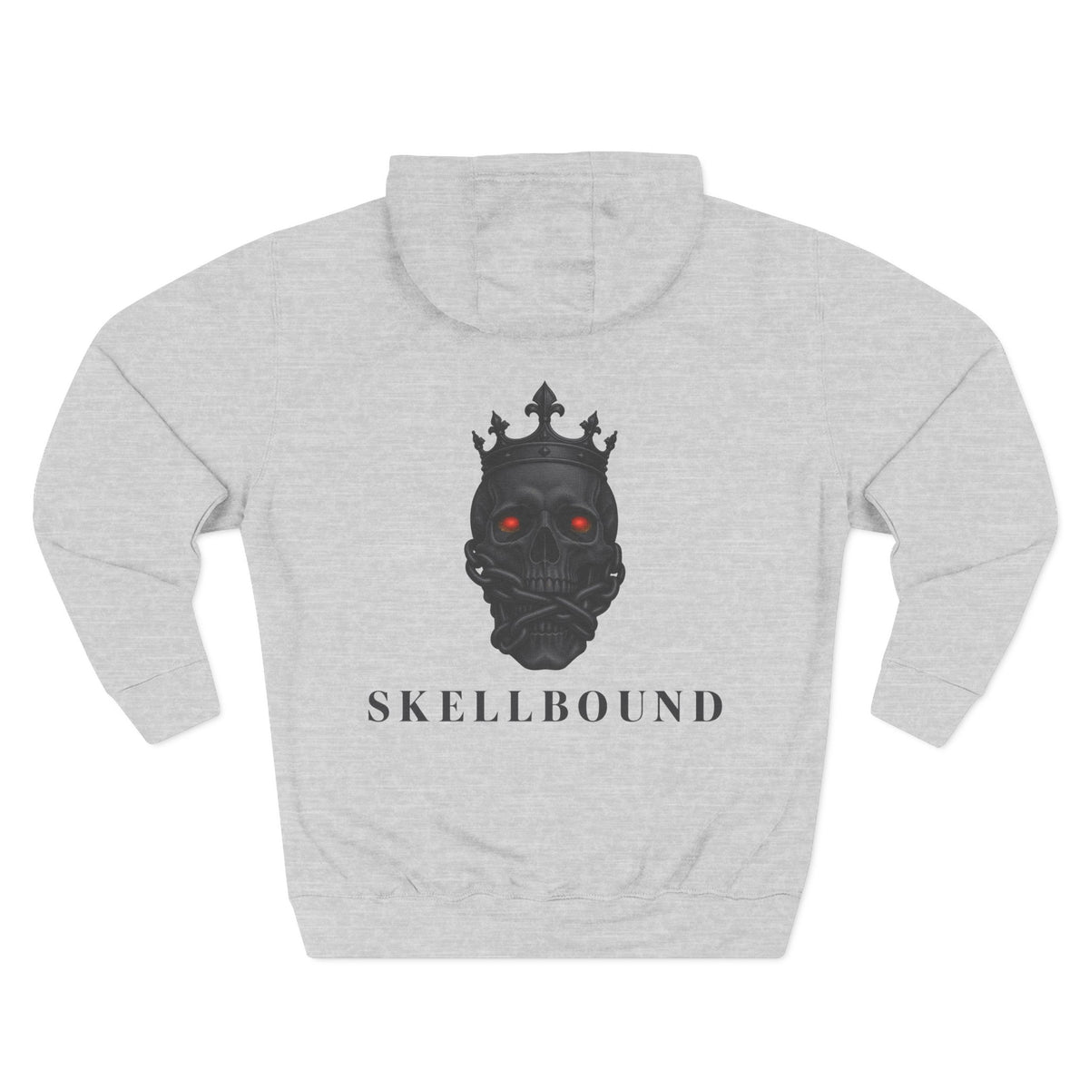 Skellbound Blackout Crowned Skull Hoodie – Black Skull King with Red Eyes, Minimalist Dark Streetwear Hoodie